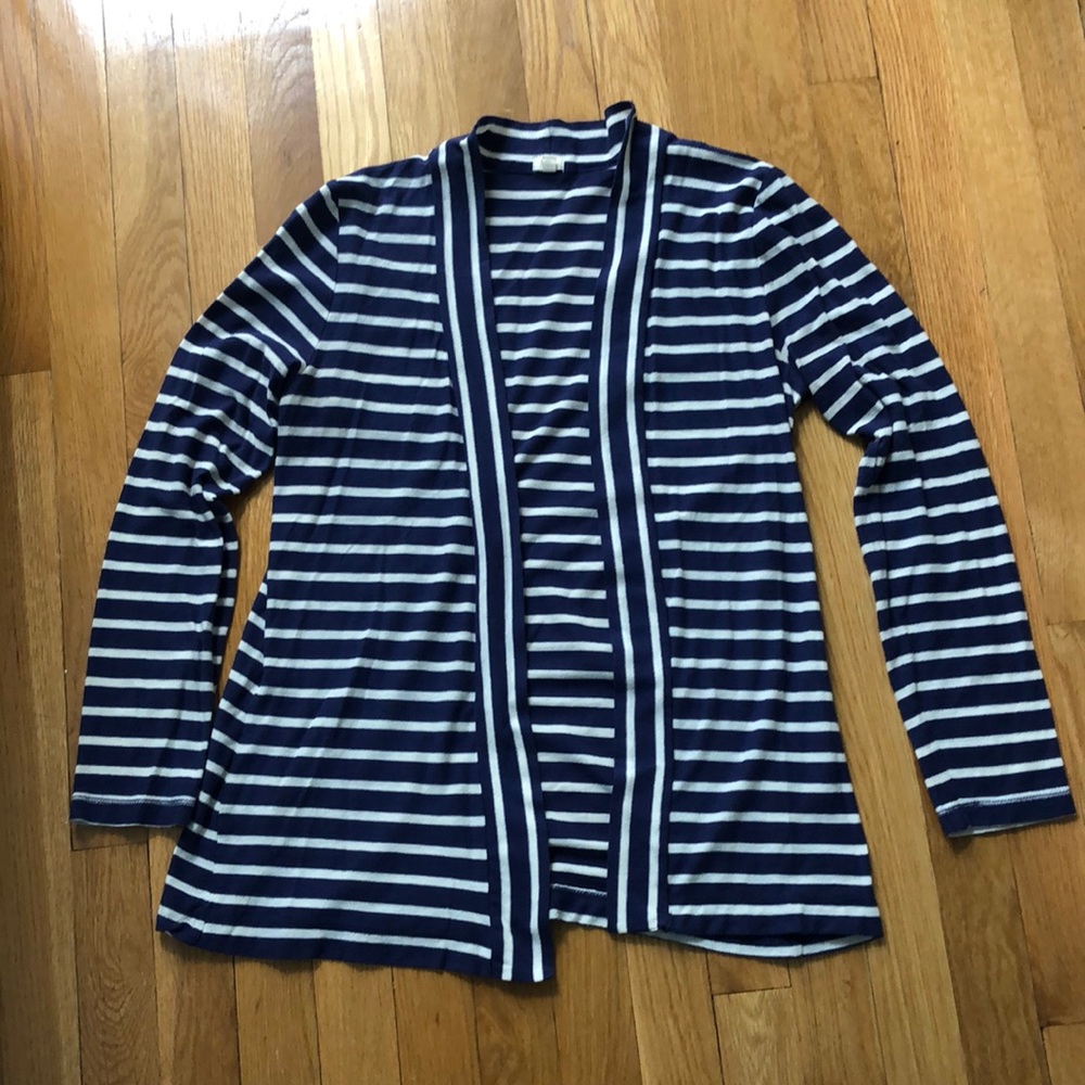 JCrew navy & white striped cotton cardigan top